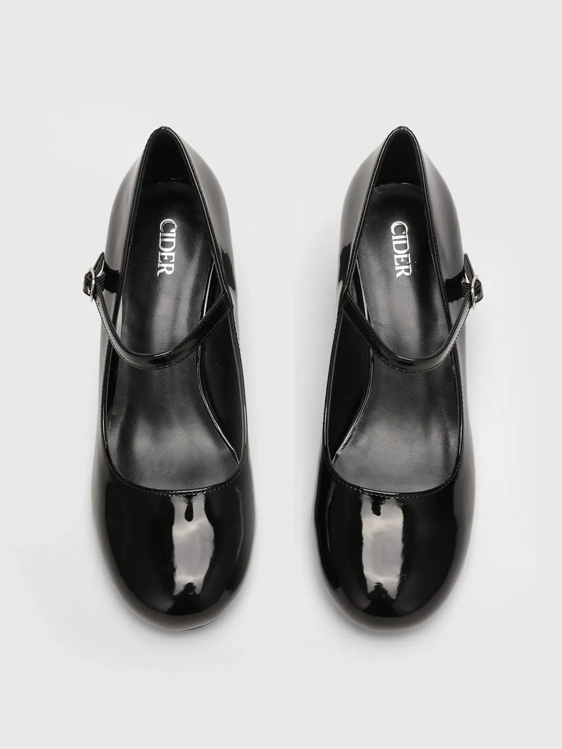 CIDER Patent Leather Chunky Heeled Mary Jane Shoes