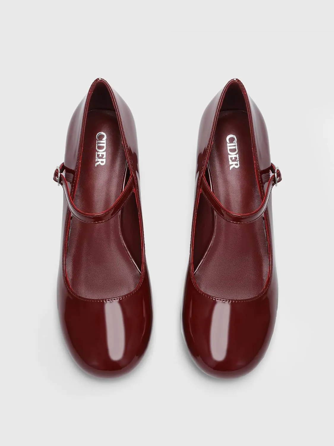 CIDER Patent Leather Chunky Heeled Mary Jane Shoes