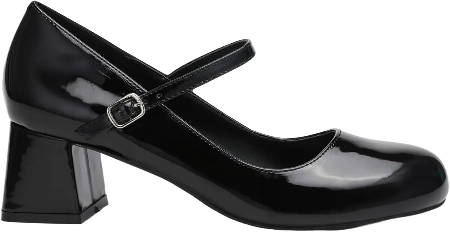 CIDER Patent Leather Chunky Heeled Mary Jane Shoes