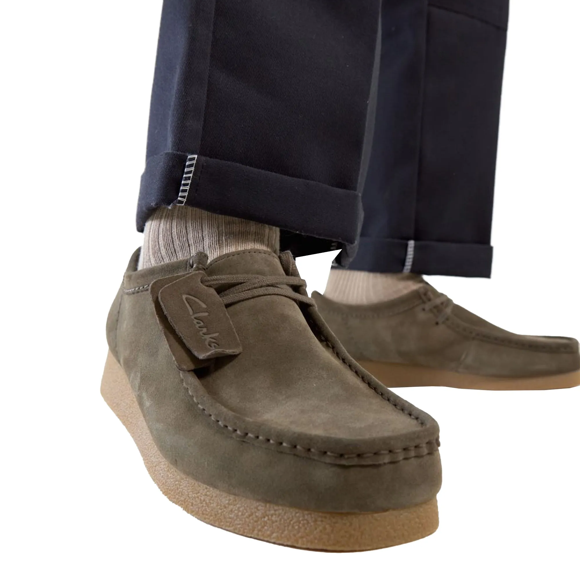 Clarks Originals Wallabee Evo Suede Shoes Dark Olive