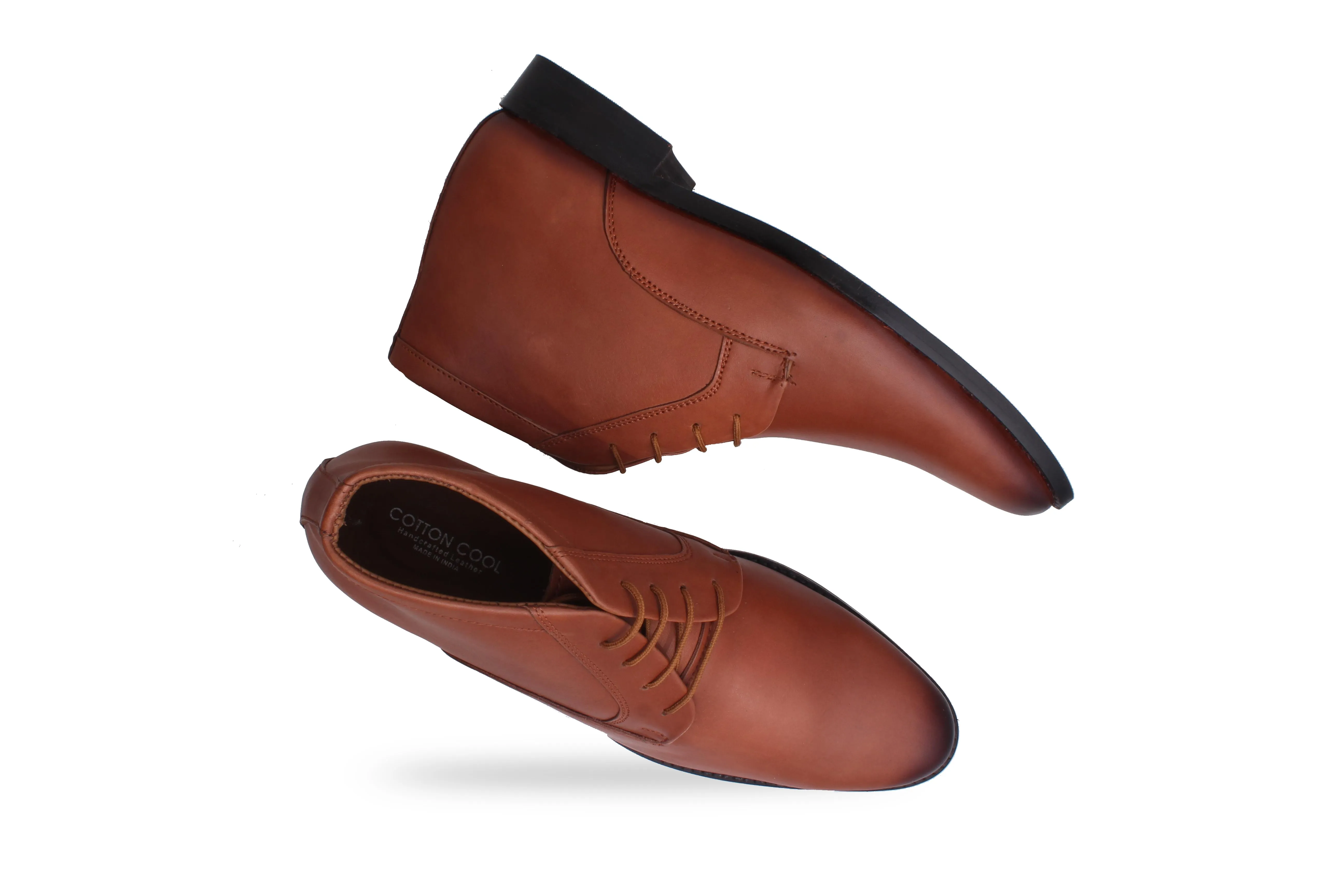 Cognac Leather Chukka Boots Leather Designed by Cotton Cool