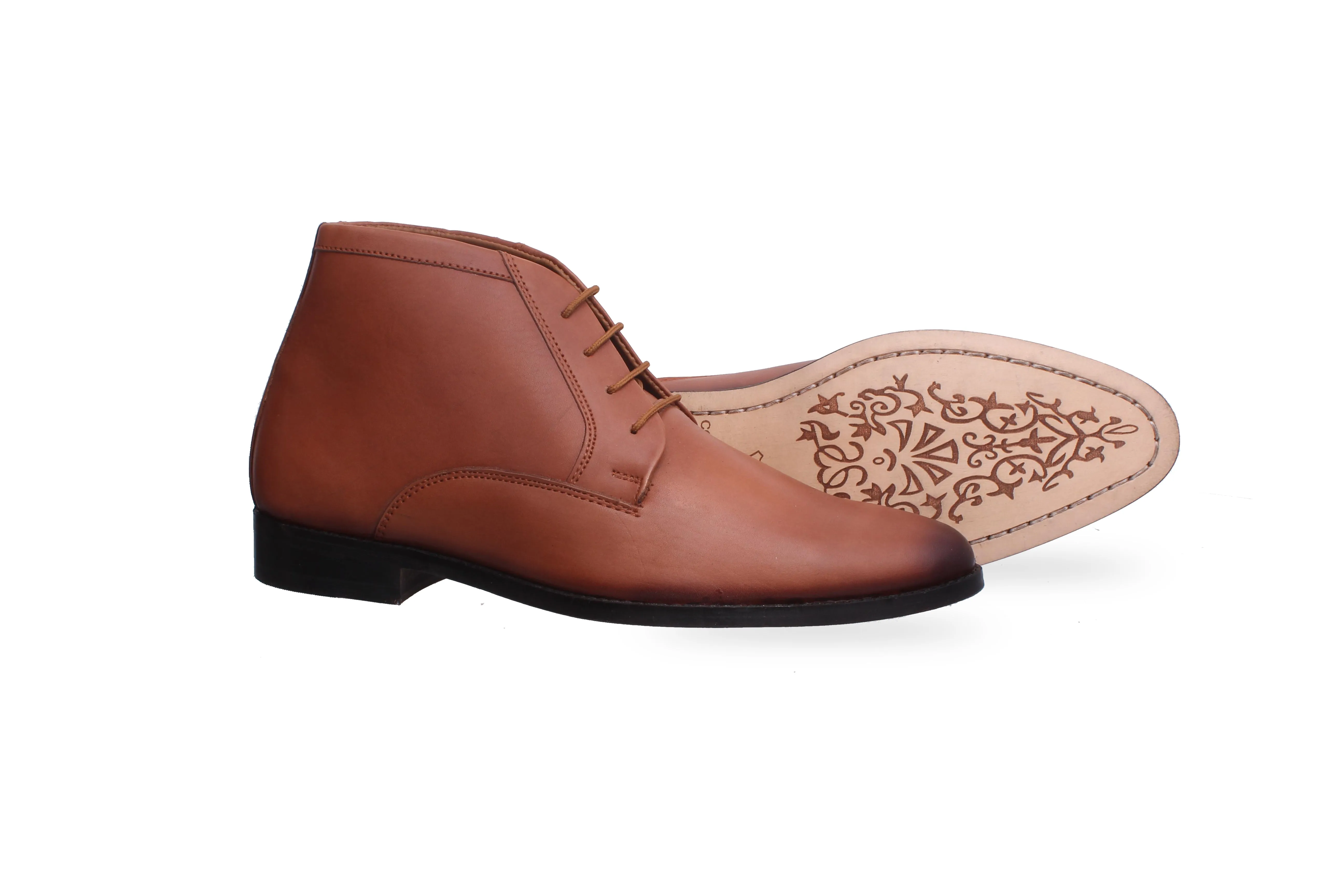 Cognac Leather Chukka Boots Leather Designed by Cotton Cool