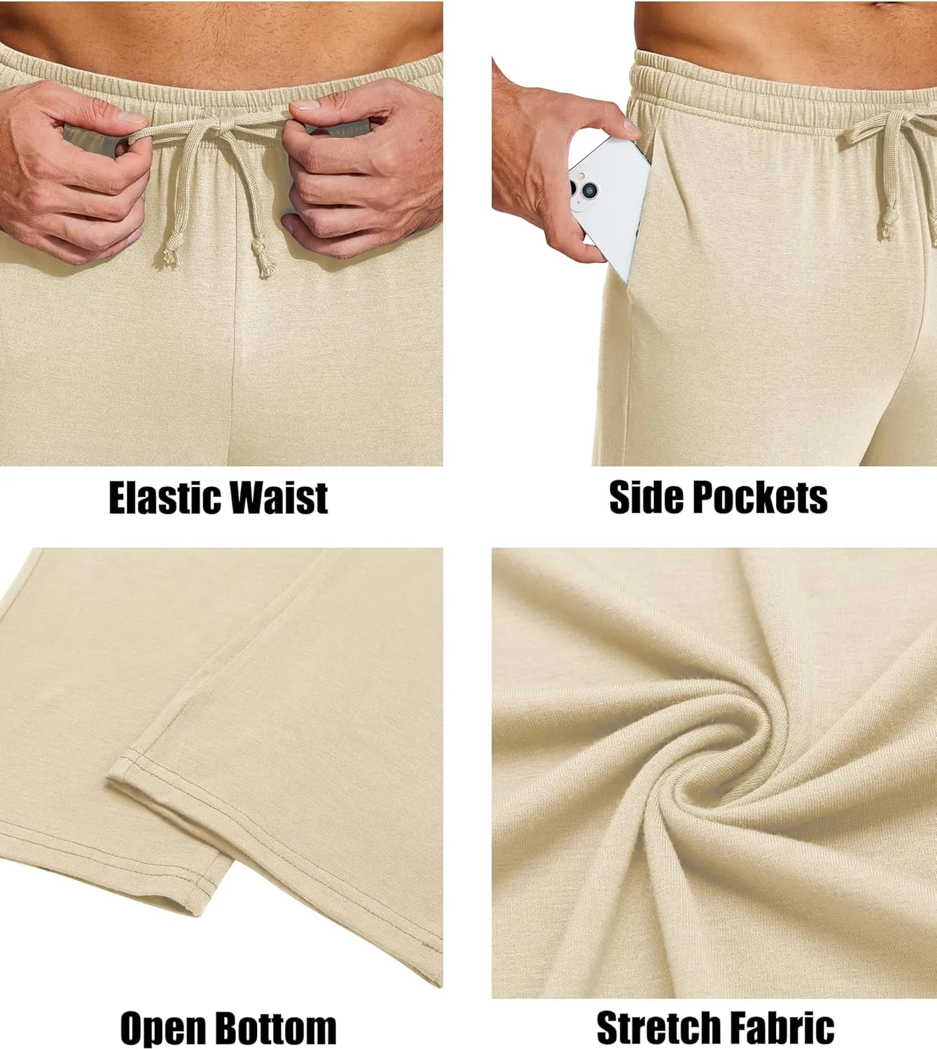 COOFANDY Men's Yoga Sweatpants Lightweight Open Bottom Lounge Pants Casual Drawstring Sweat Pants with Pockets