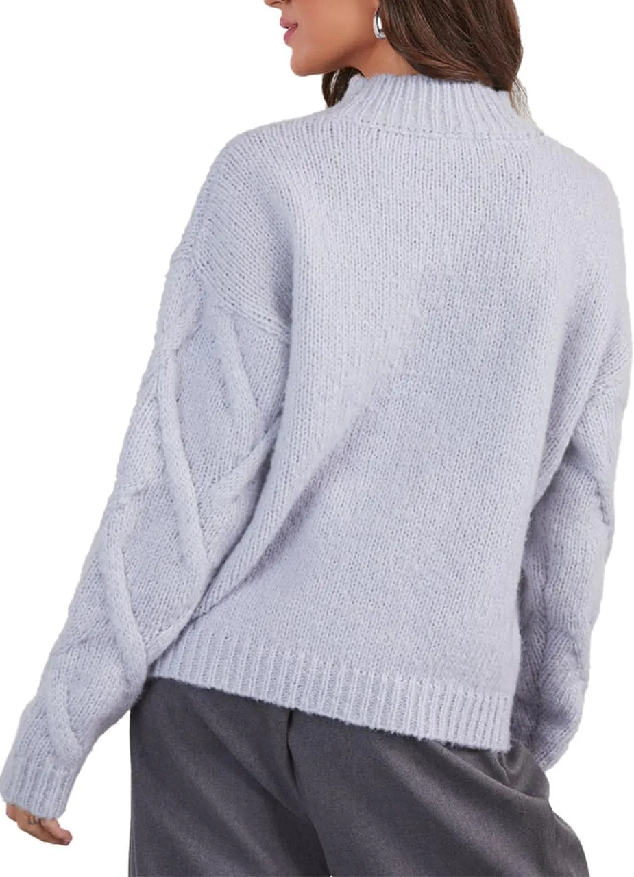 cordat Womens Sweaters 2024 Cute Elegant Soft Turtleneck Long Sleeve Cable Knit Pullover Tops