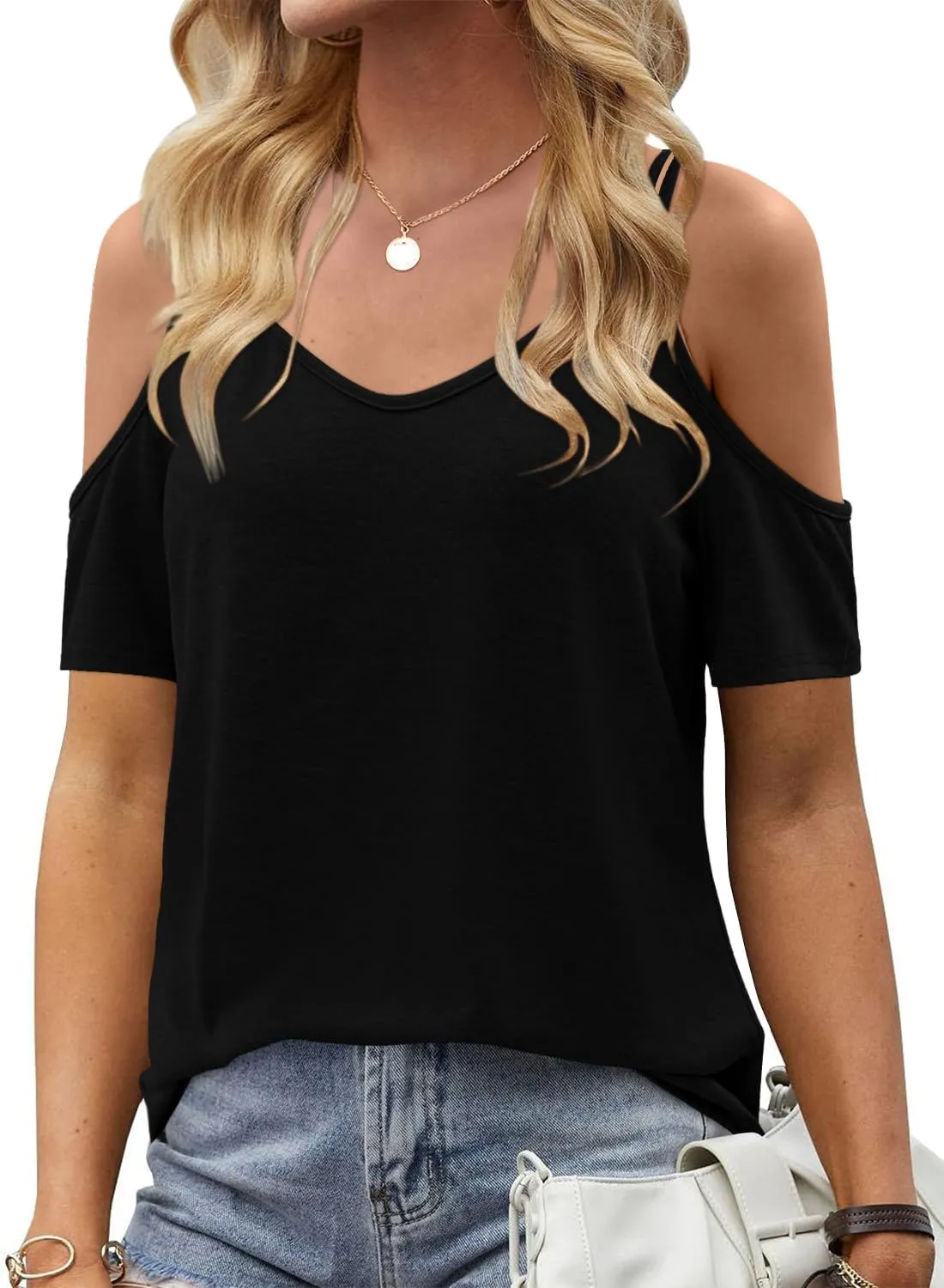 CRAZY GRID Women's T-Shirt Short Sleeve V-Neck Tops 2025 Summer Graphic Trendy Casual Comfy Tshirts