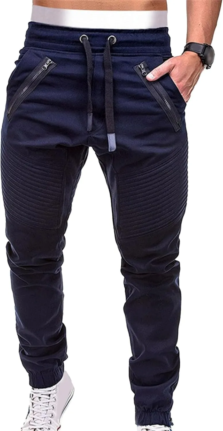 DGHM-JLMY Men's Daily Irregular Hip Hop Sports Pants Personalized Zipper Trousers Casual Fashion Lace-Up Casual Pant