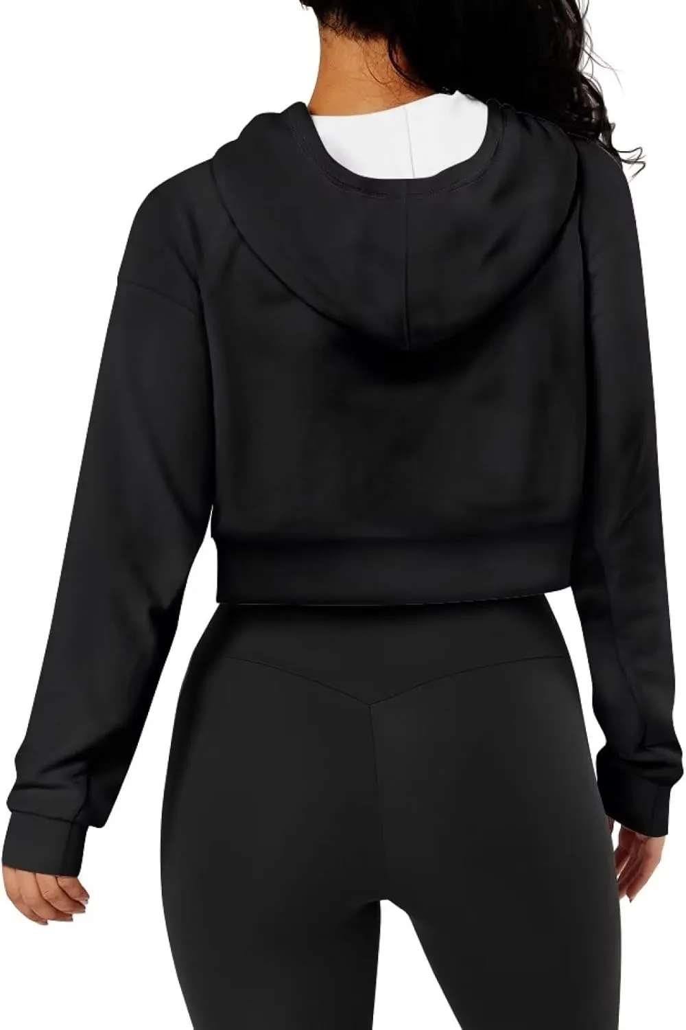 DISNIMO Women's Hooded Sweatshirt Long Sleeve Crop Top Pullover Shirt Casual Zip up Athletic Hoodie Jacket S-5XL