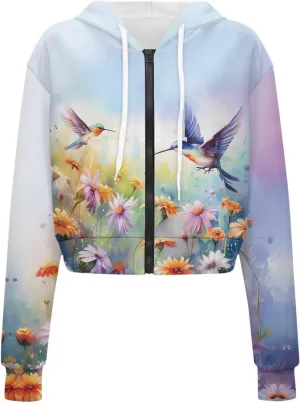 DISNIMO Women's Y2K Hoodies Casual Long Sleeve Zip Up Drawstring Cropped Hoodie Hooded Crop Jacket Top with Pockets