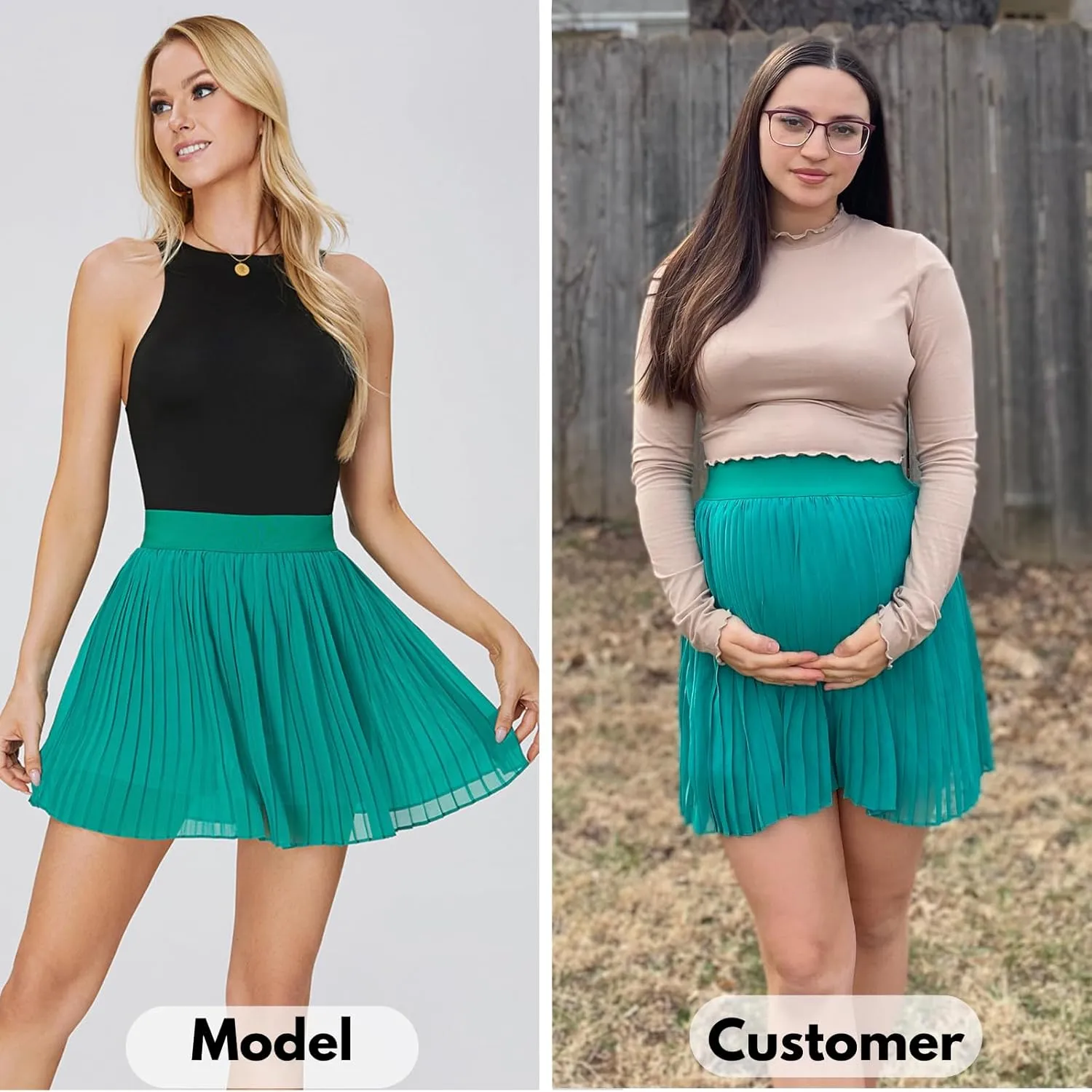 EXLURA Women's Summer Pleated High Elastic Waisted A-Line Mini Skirt Flowy Short Skirts with Shorts