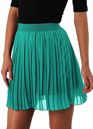 EXLURA Women's Summer Pleated High Elastic Waisted A-Line Mini Skirt Flowy Short Skirts with Shorts
