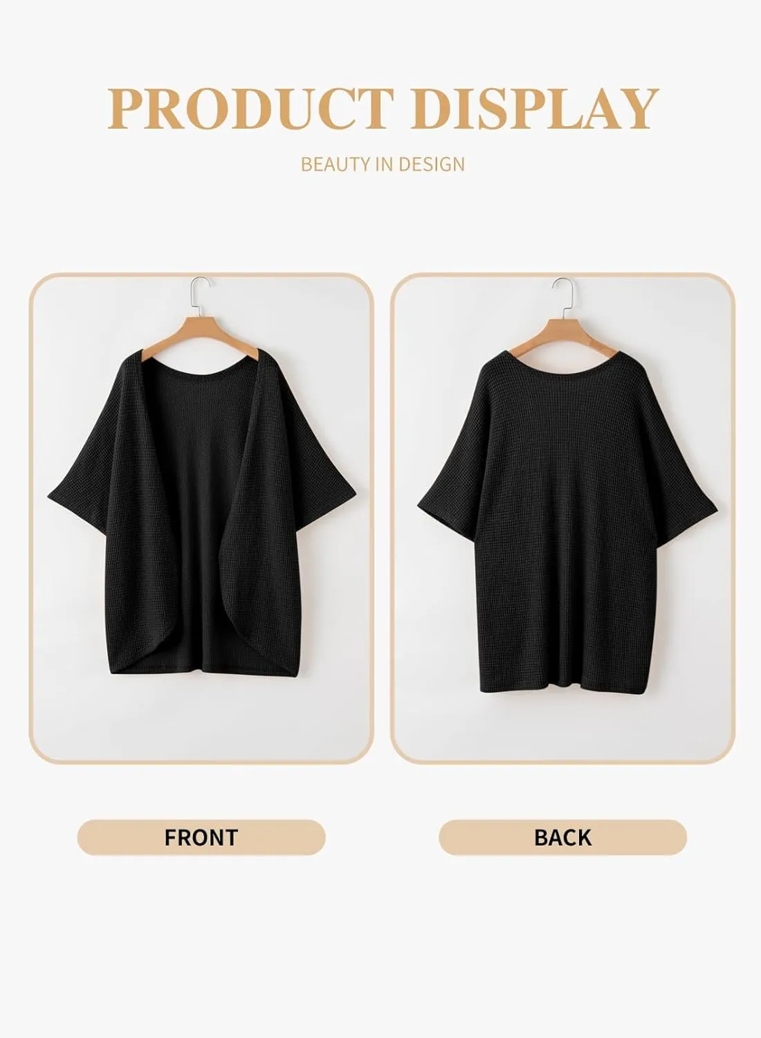 Eytino Womens Plus Size Cardigan Casual Short Sleeve Waffle Knit Kimono Open Front Tops(1X-5X)
