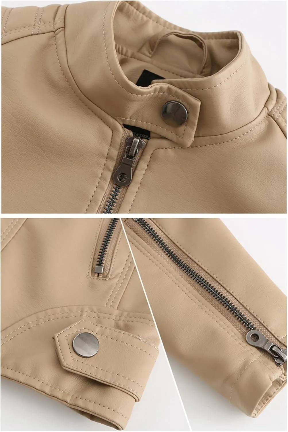 Faux Leather Jacket Women Autumn Spring Moto Biker Zipper Jacket Casual O-Neck Jacket