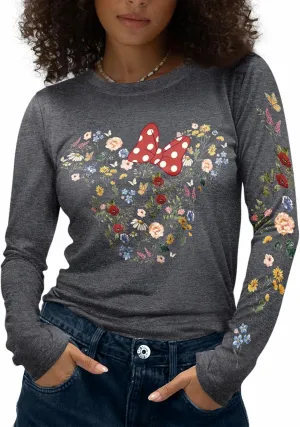 Flafens Long Sleeve T Shirts for Women - Crewneck Womens Graphic Tees Cotton Cute Cool Tshirts Teens Girls Girly