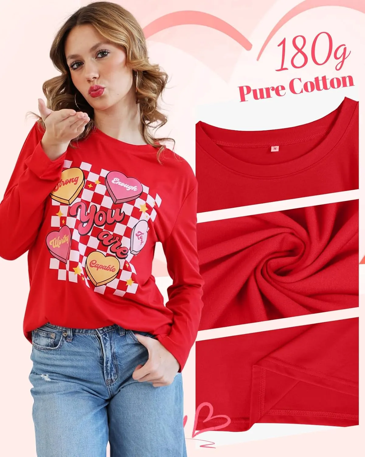 Flafens Long Sleeve T Shirts for Women - Crewneck Womens Graphic Tees Cotton Cute Cool Tshirts Teens Girls Girly