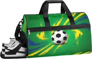 Football Theme Sports Gym Bag with Wet Pocket & Shoes Compartment Waterproof Workout Duffel Bag for Women and Men Weekender Overnight Duffle Bag Travel Carry-on Tote