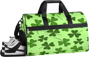 Four Leaf Clover Sports Gym Bag with Wet Pocket & Shoes Compartment Waterproof Workout Duffel Bag for Women and Men Weekender Overnight Duffle Bag Travel Carry-on Tote