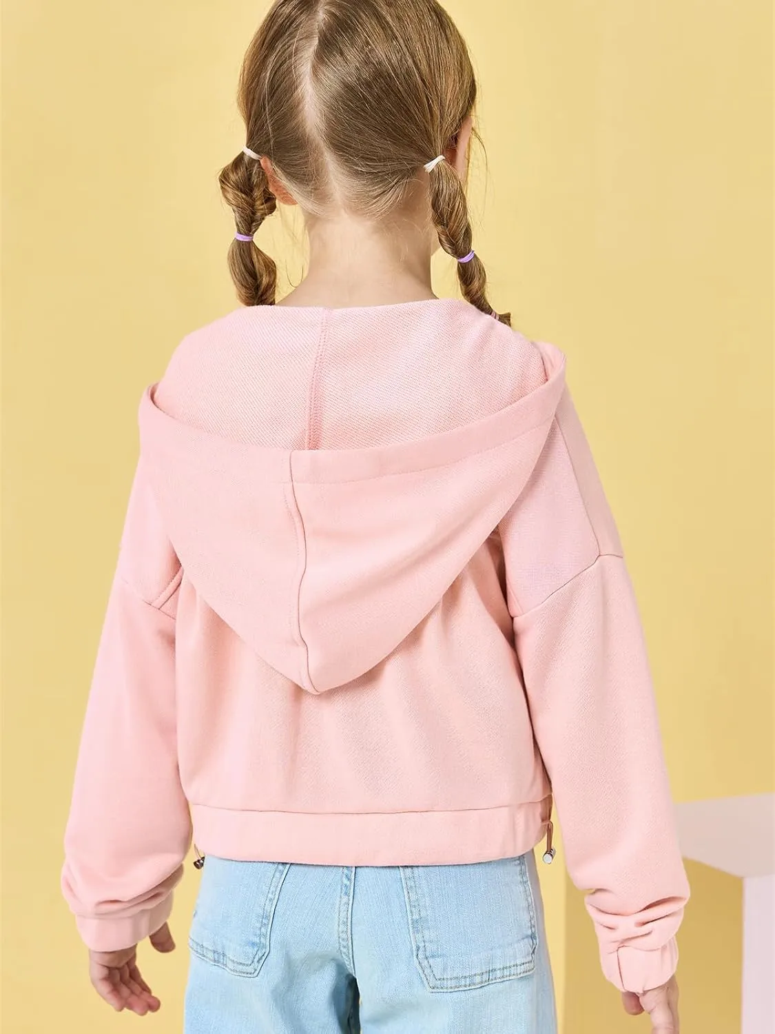 Girls Half Zip Up Hoodies Kids Fashion Loose Hooded Sweatshirts with Pockets 3-14 Years