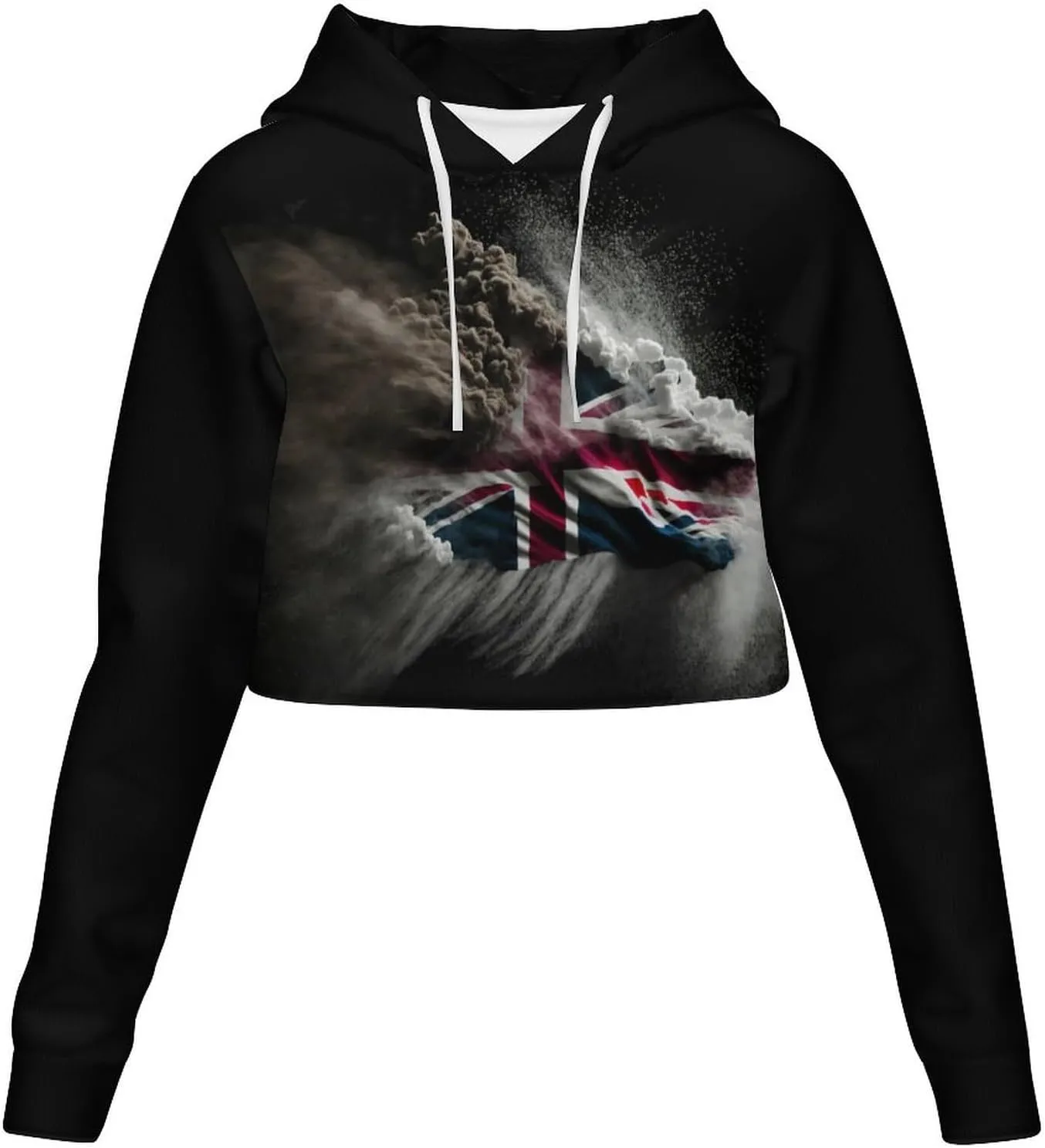 Haiti Flag Womens Cropped Hoodie Crop Top Sweatshirts for Women Casual Cropped Sweater