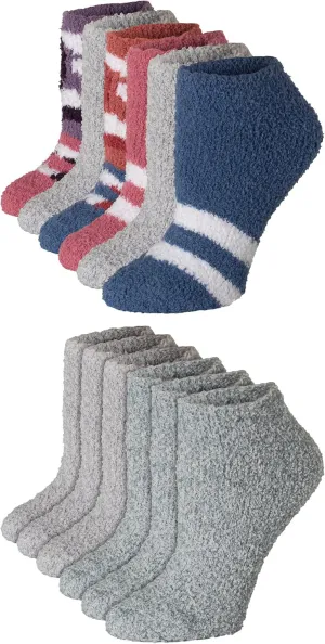 Hanes Womens Cozy Fuzzy No Show and Crew Socks, 12-Pair Pack