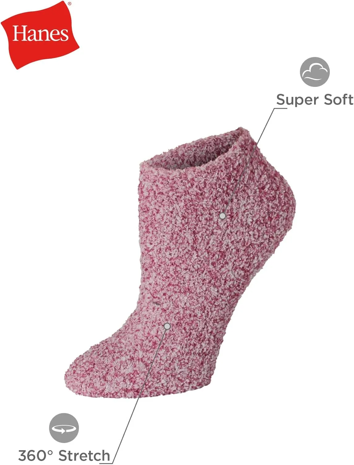 Hanes Womens Cozy Fuzzy No Show and Crew Socks, 12-Pair Pack