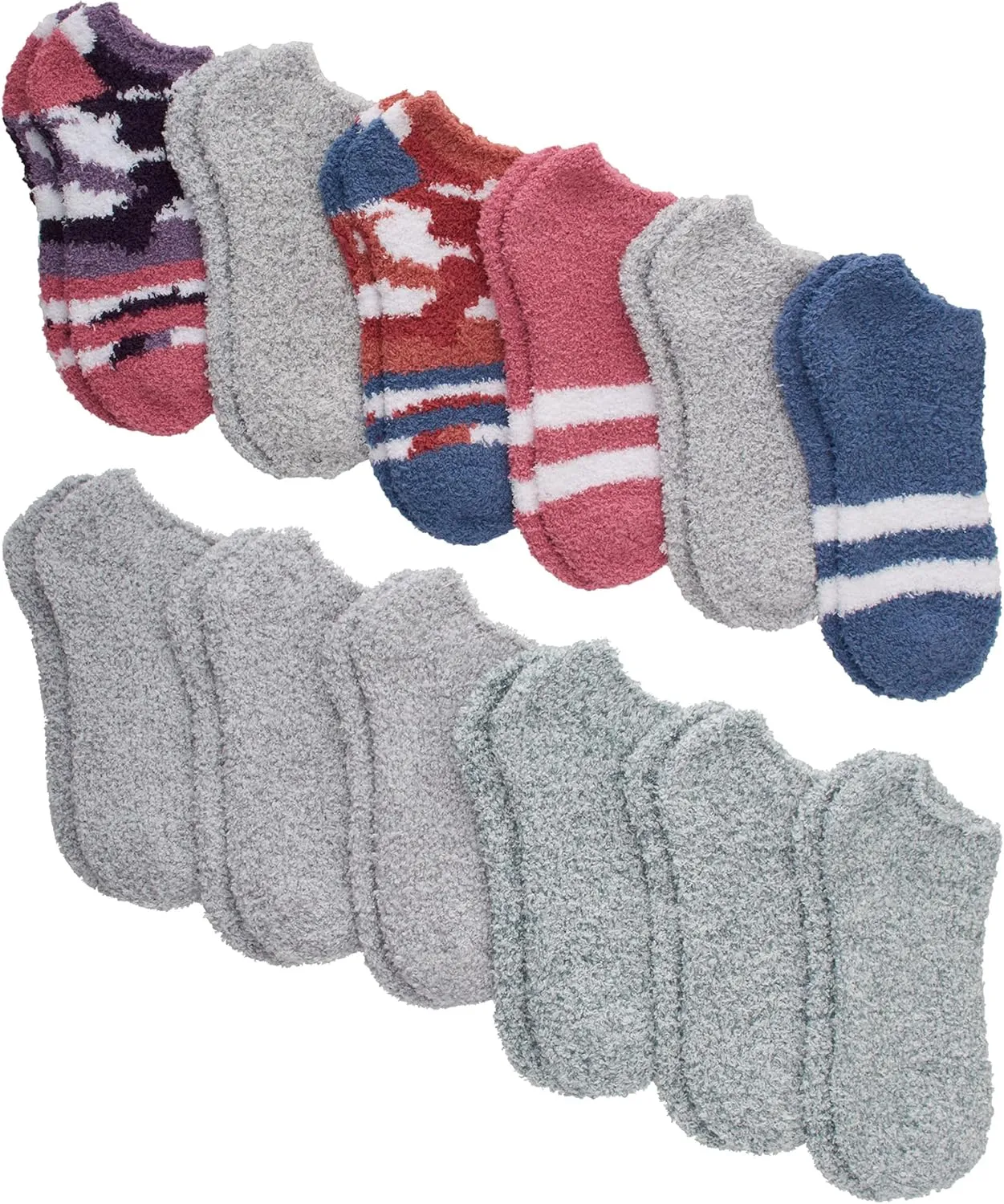 Hanes Womens Cozy Fuzzy No Show and Crew Socks, 12-Pair Pack