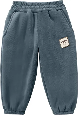 Happy Cherry Toddler Kid Casual Fleece Lined Jogger Pants Winter Warm Regular Fit Sweatpants 1-12Y