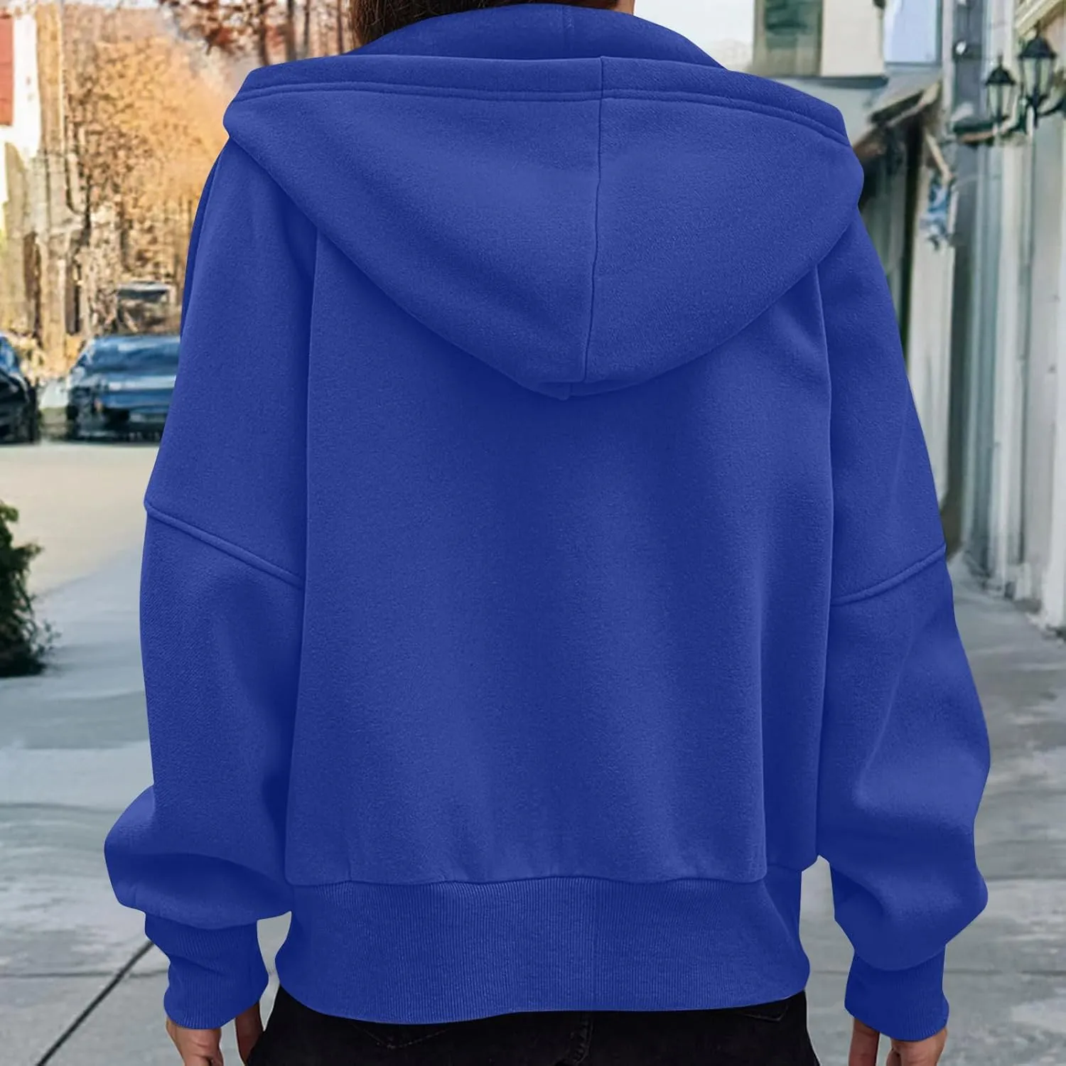 Hoodies For Women Full Zip Up Oversized Sweatshirts Casual Long Sleeve Track Jackets With Pockets 2024 Fall Outfits