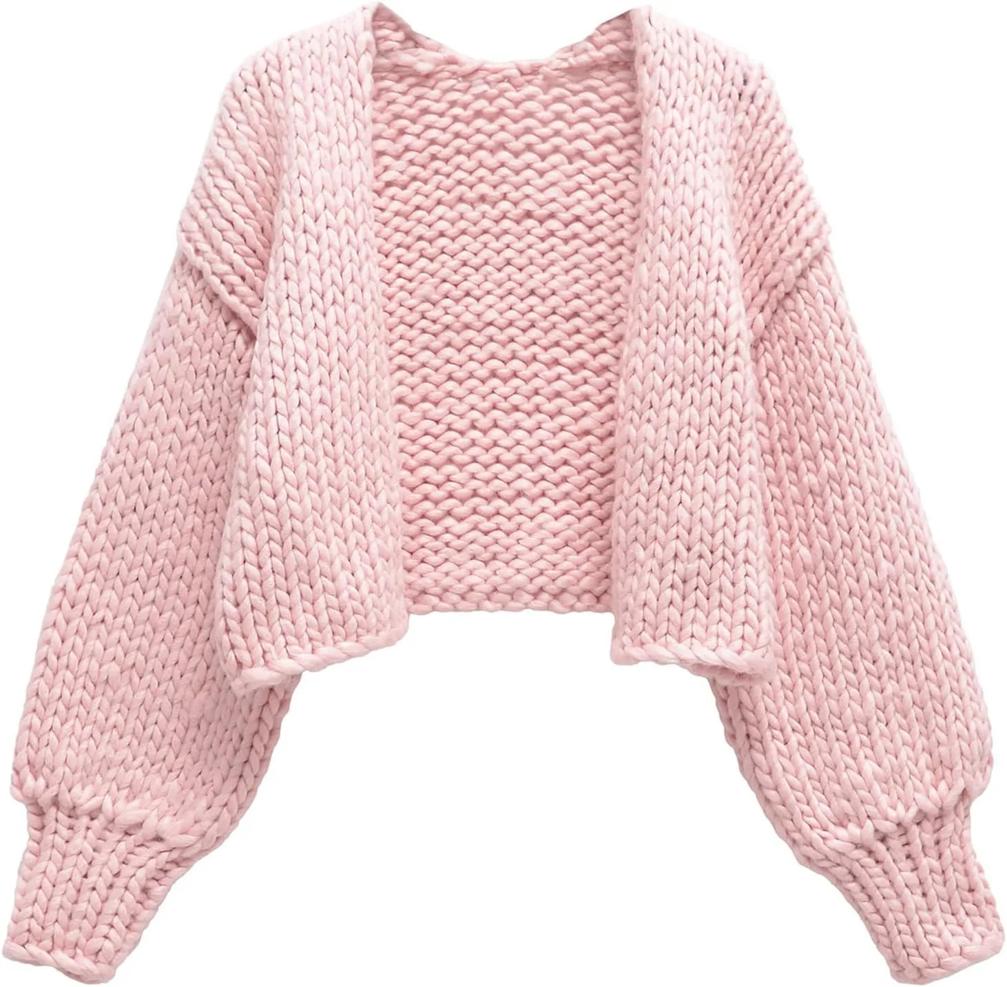HOULENGS Women's Cardigan Sweaters 2025 Spring Fall Trendy Chunky Knit Outerwear Open Front Fashion Long Sleeve Cardigans