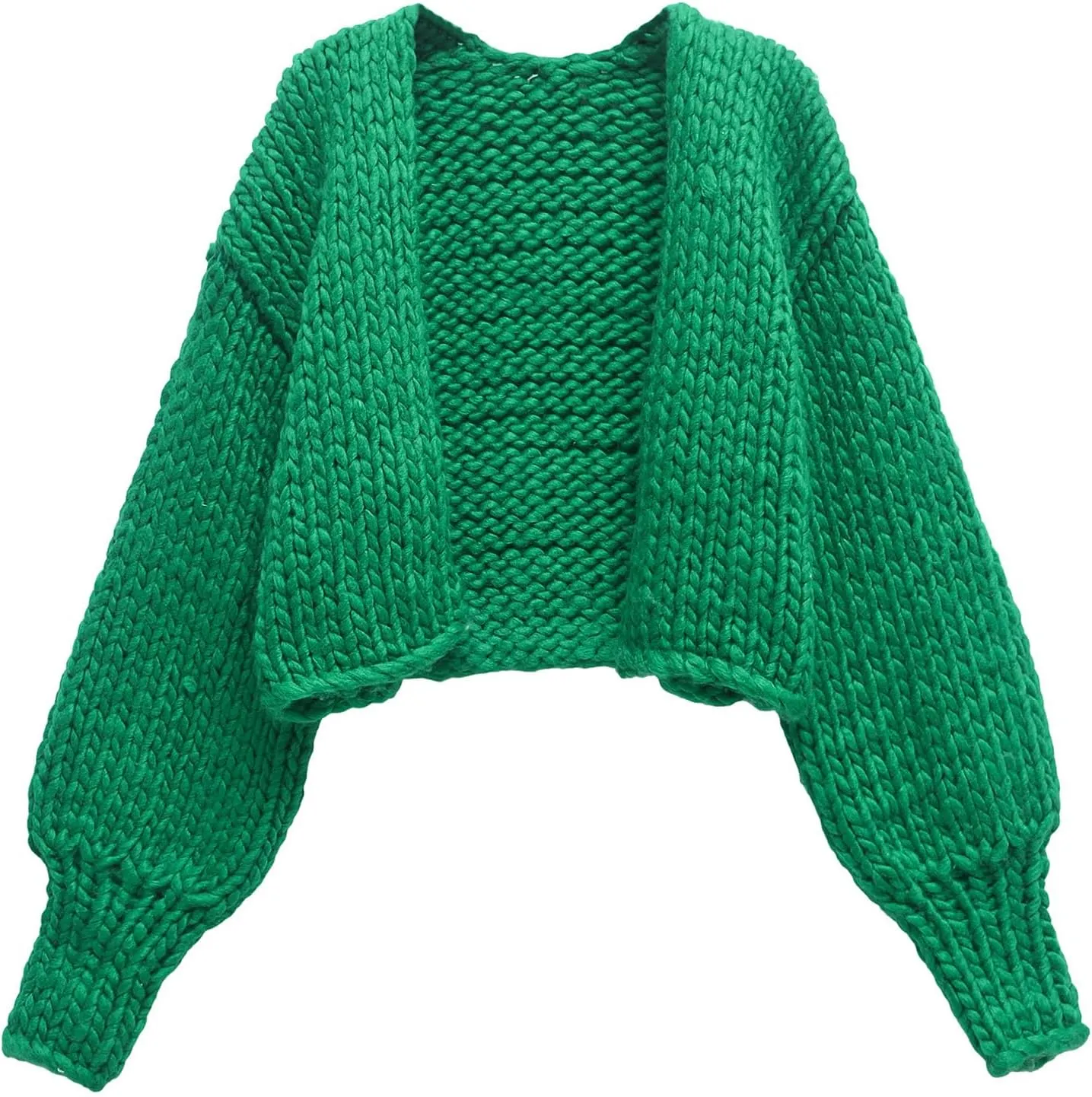 HOULENGS Women's Cardigan Sweaters 2025 Spring Fall Trendy Chunky Knit Outerwear Open Front Fashion Long Sleeve Cardigans
