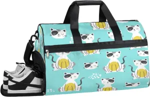 Kitten Sports Gym Bag with Wet Pocket & Shoes Compartment Waterproof Workout Duffel Bag for Women and Men Weekender Overnight Duffle Bag Travel Carry-on Tote