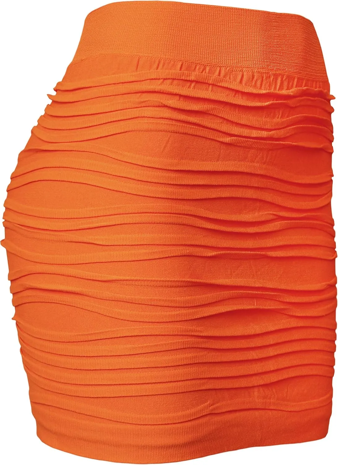 KMystic Stretch Seamless Solid Basic Pleated Bodycon Mini Skirt