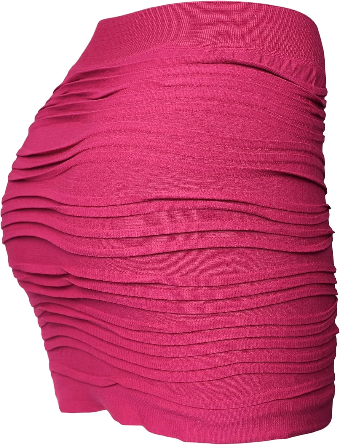 KMystic Stretch Seamless Solid Basic Pleated Bodycon Mini Skirt