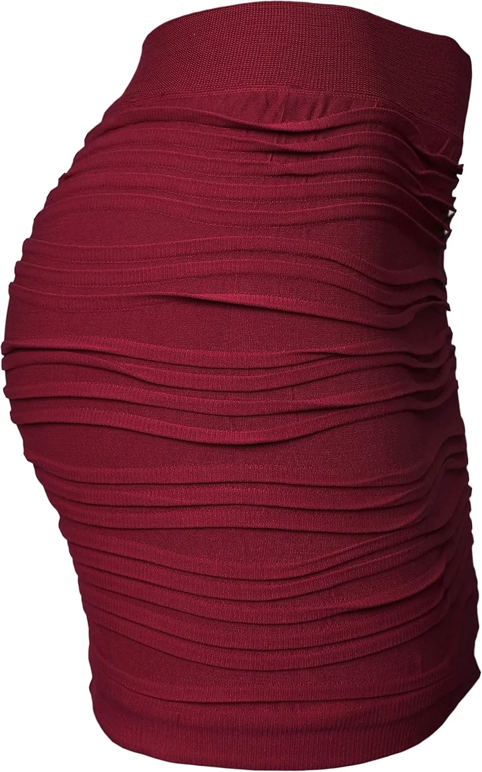 KMystic Stretch Seamless Solid Basic Pleated Bodycon Mini Skirt