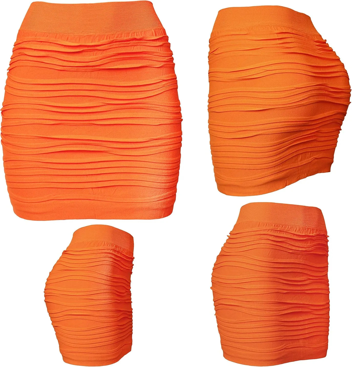 KMystic Stretch Seamless Solid Basic Pleated Bodycon Mini Skirt