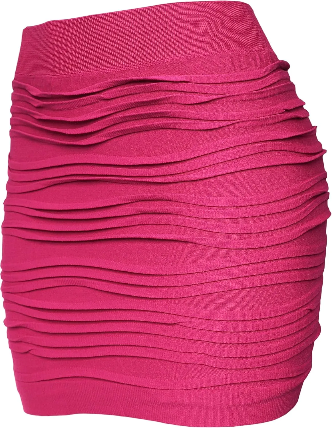 KMystic Stretch Seamless Solid Basic Pleated Bodycon Mini Skirt