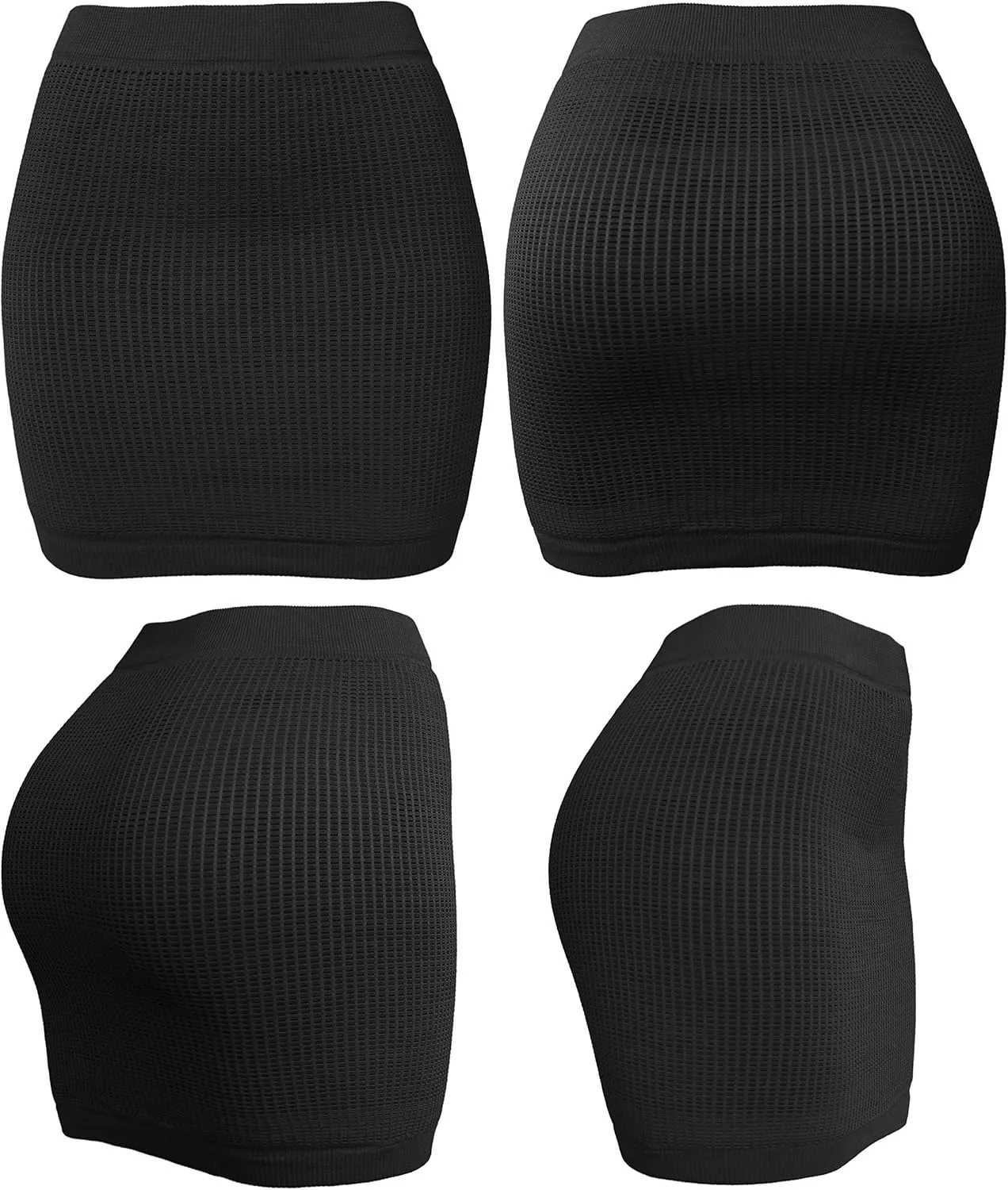 KMystic Stretch Seamless Solid Basic Pleated Bodycon Mini Skirt
