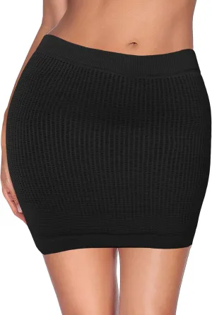KMystic Stretch Seamless Solid Basic Pleated Bodycon Mini Skirt