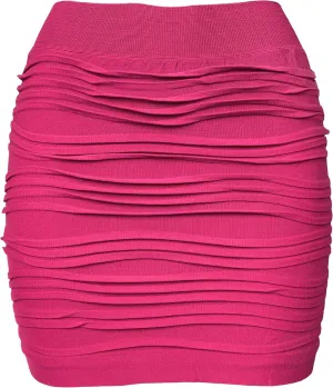 KMystic Stretch Seamless Solid Basic Pleated Bodycon Mini Skirt