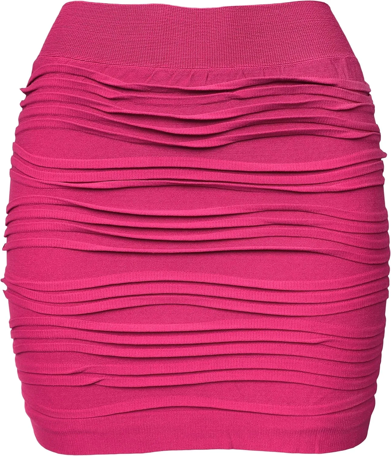 KMystic Stretch Seamless Solid Basic Pleated Bodycon Mini Skirt