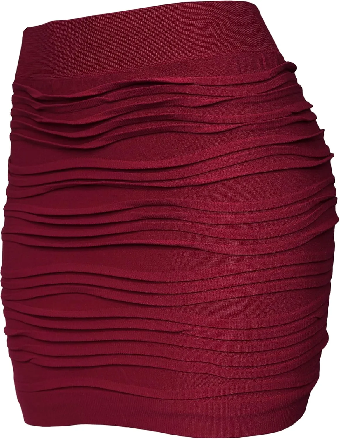 KMystic Stretch Seamless Solid Basic Pleated Bodycon Mini Skirt