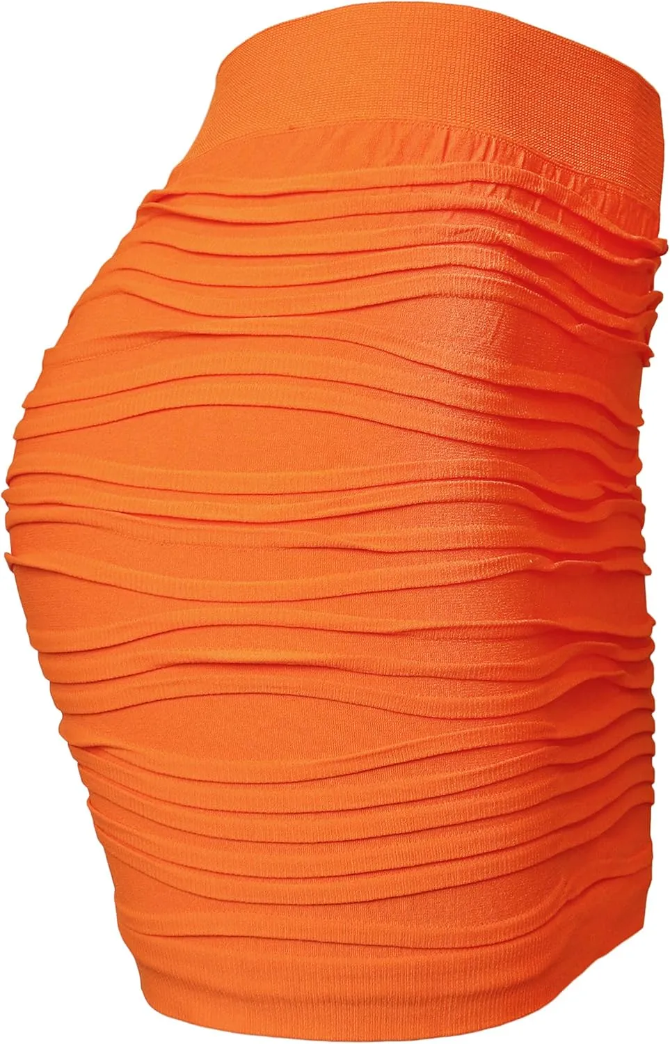 KMystic Stretch Seamless Solid Basic Pleated Bodycon Mini Skirt