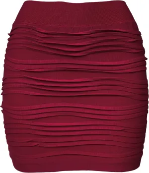 KMystic Stretch Seamless Solid Basic Pleated Bodycon Mini Skirt