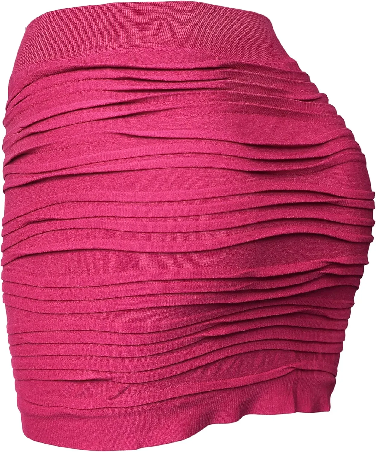 KMystic Stretch Seamless Solid Basic Pleated Bodycon Mini Skirt