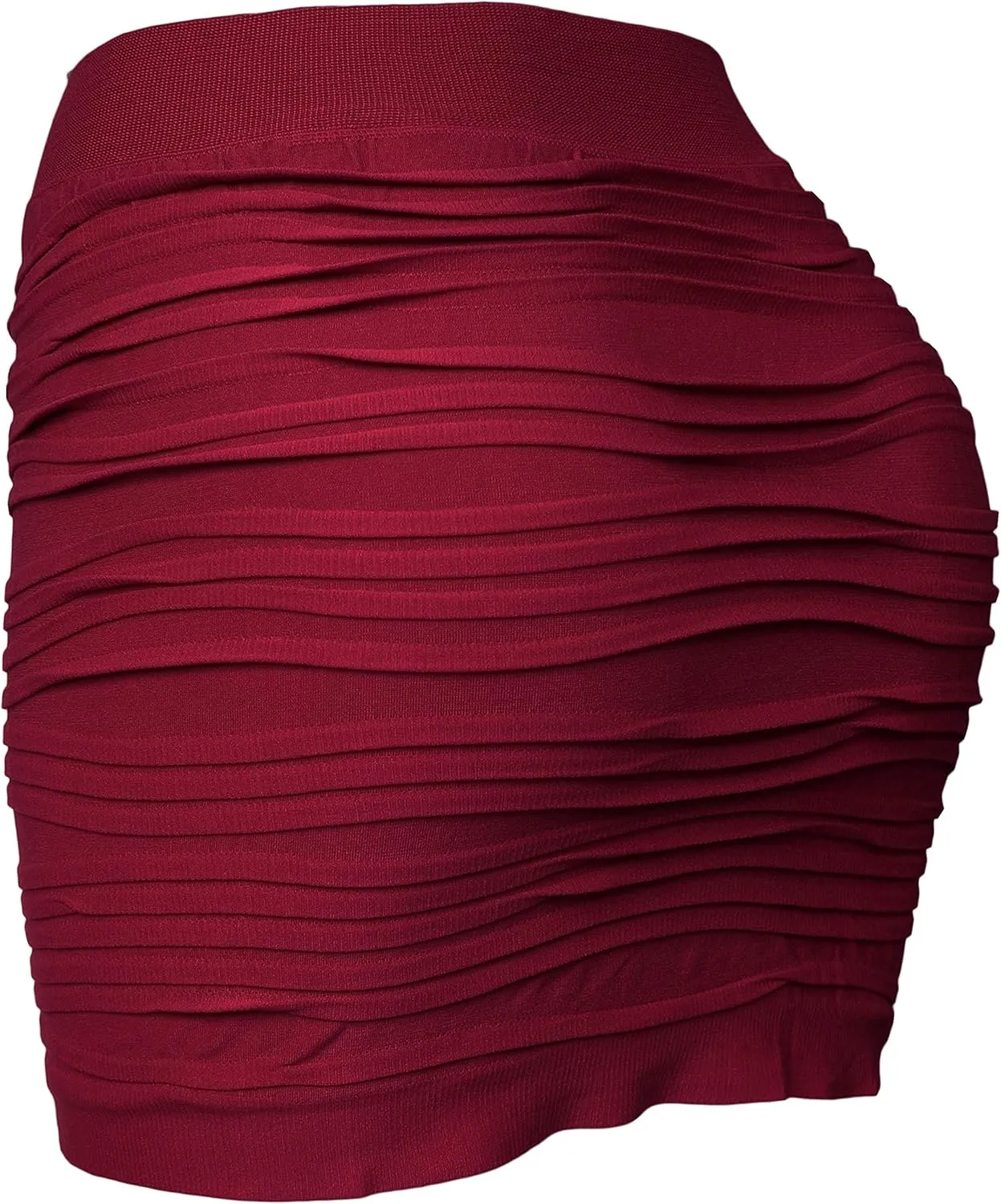 KMystic Stretch Seamless Solid Basic Pleated Bodycon Mini Skirt