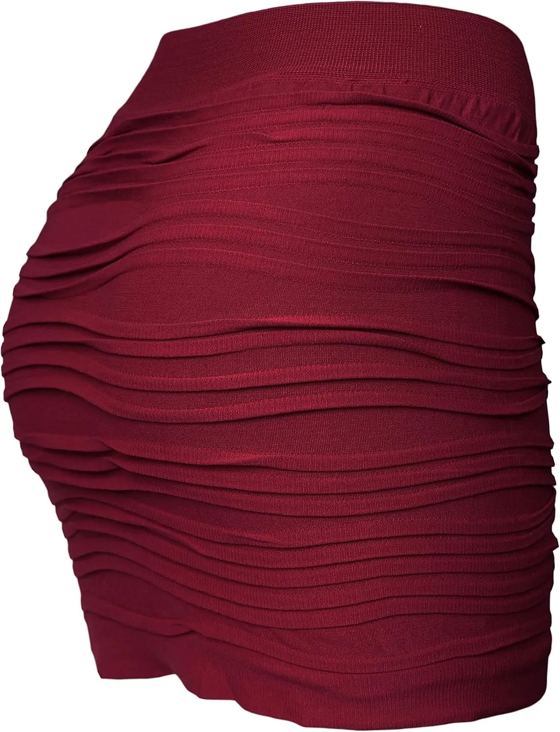 KMystic Stretch Seamless Solid Basic Pleated Bodycon Mini Skirt