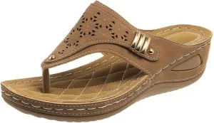 Ladmiple Sandals Women Dressy Summer Flat Cute Casual Beach Shoes Orthopedic Arch Support Thong Flip Flops Orthotic Slides
