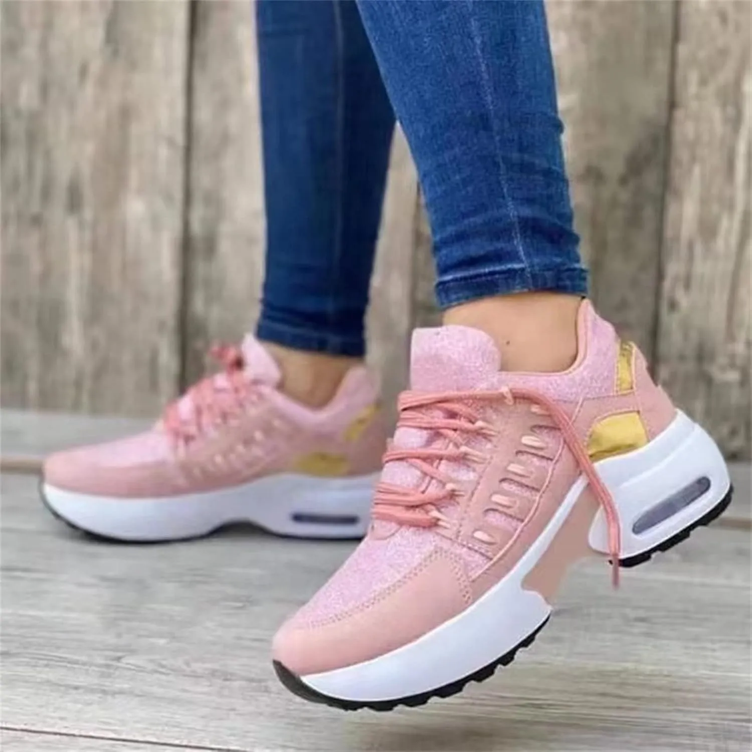 Ladmiple Sneakers For Women Walking Shoes Comfortable Casual Lace Up Dressy Summer Fashion Slip On Platform Flats Loafer