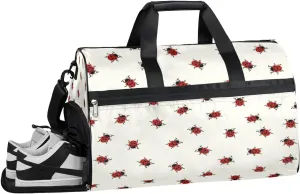 Ladybugs Sports Gym Bag with Wet Pocket & Shoes Compartment Waterproof Workout Duffel Bag for Women and Men Weekender Overnight Duffle Bag Travel Carry-on Tote