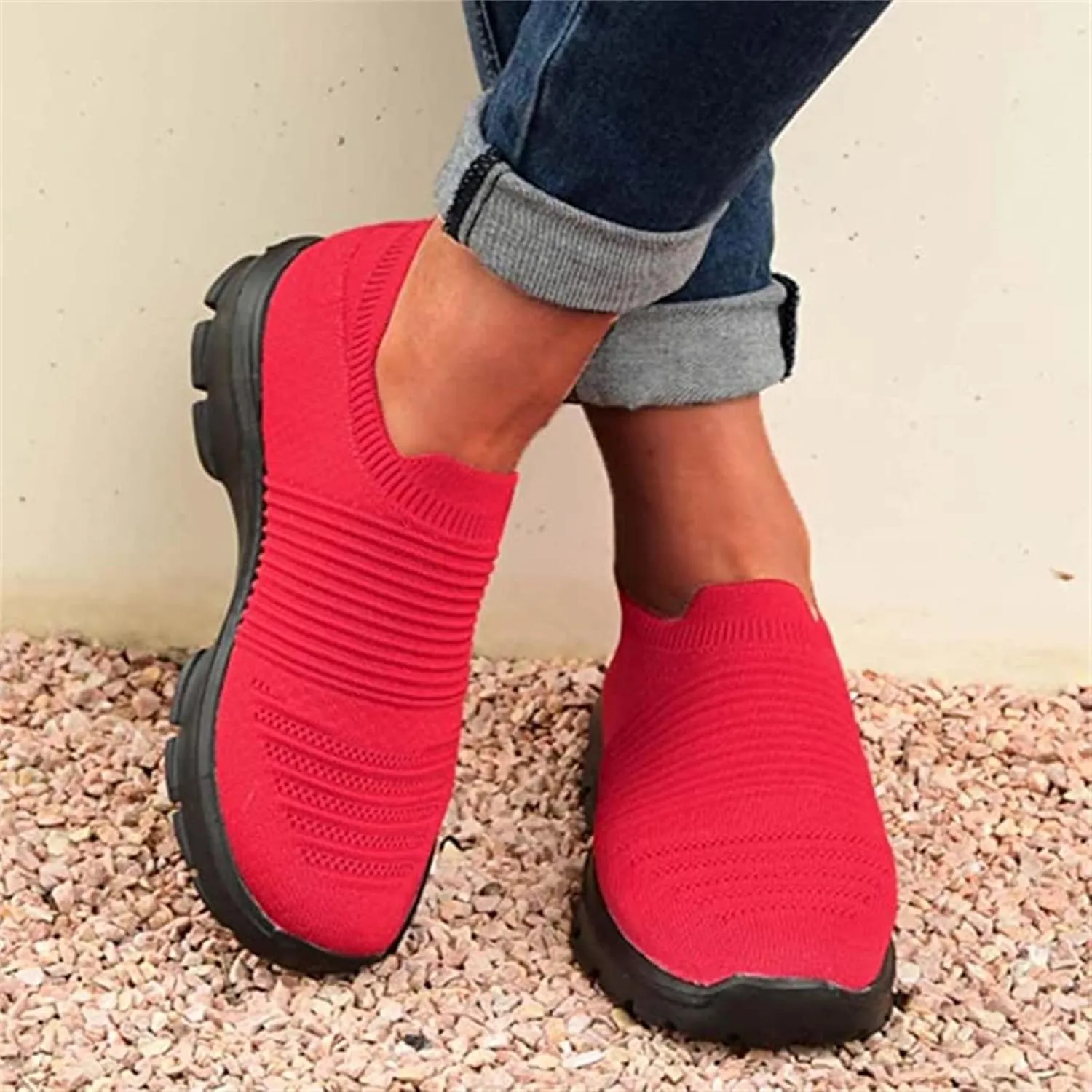 Lausiuoe Sneakers For Women Walking Shoes Comfortable Fashion Lightweight Casual Mesh Slip On Sneakers for Running Gym