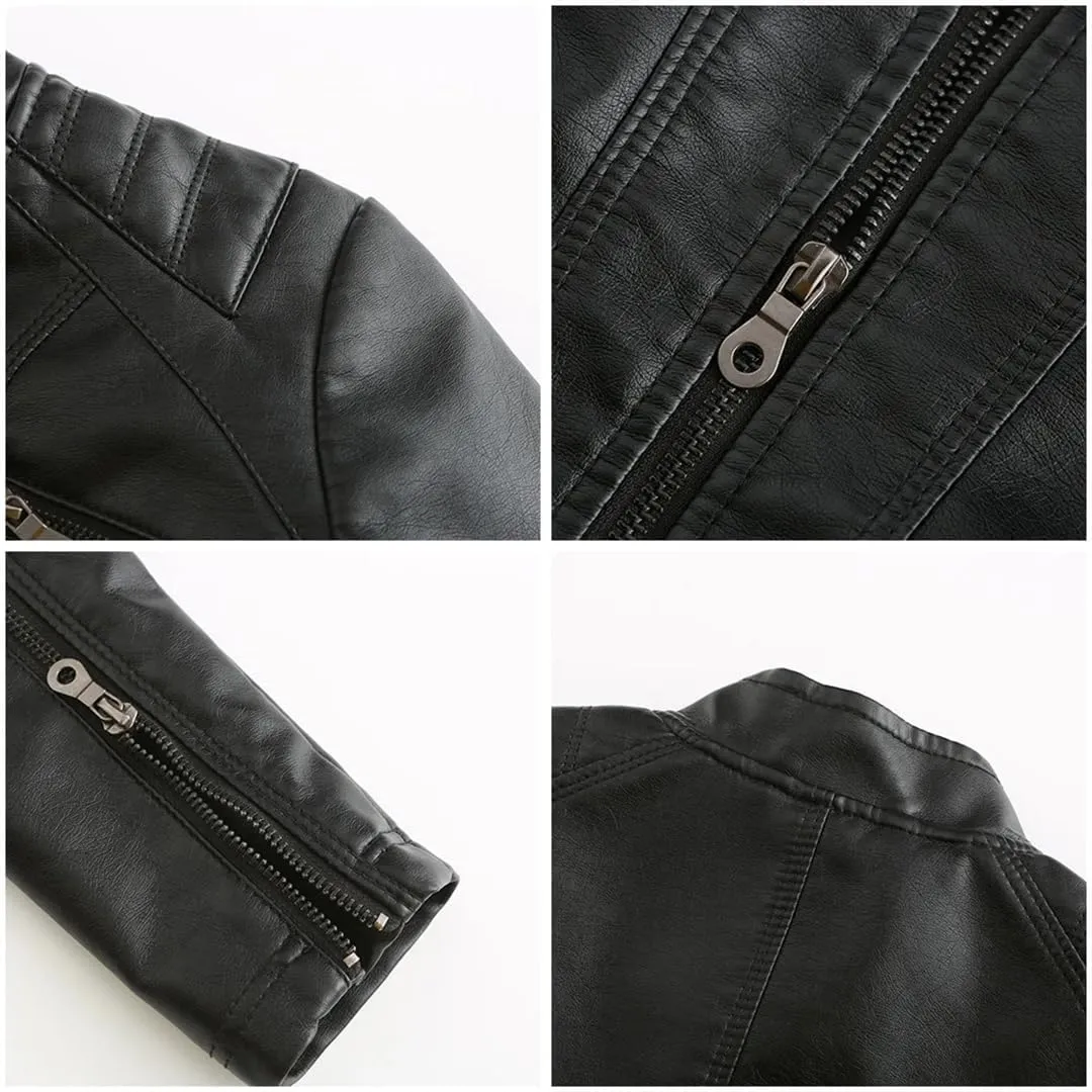 Leather Jacket Women Autumn Spring Moto Biker Zipper Jackets Faux Leather Casual Jacket